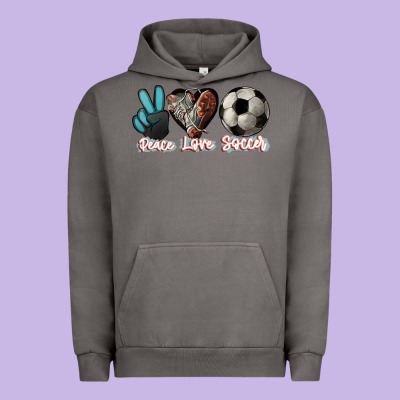Peace Love Soccer Urban Hoodie Designed By Howdyjamesfarm