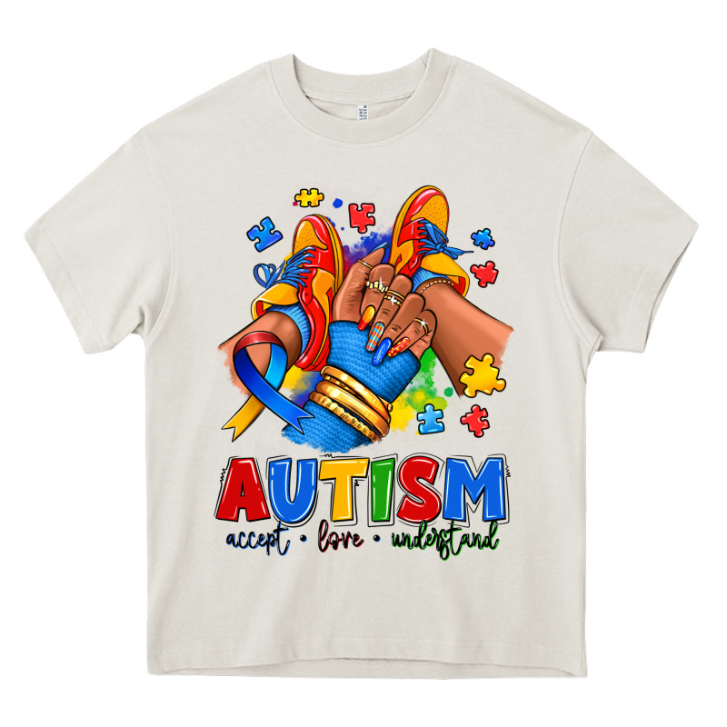 Autism Accept Love Understand Afro Girl Sneakers Heavy Core Tee by RanaPortraitStore | Teevron
