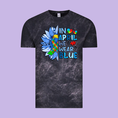 In April We Wear Blue Sunflower Vintage Tee Designed By Artiststas