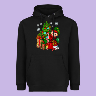 Santa's Elf Christmas Heavyweight Hoodie Designed By Bundleandbundleshop