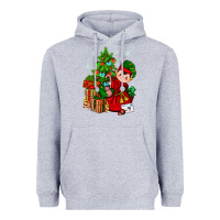 Heather Grey Santa's Elf Christmas Heavyweight Hoodie - BundleAndBundleShop