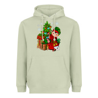 Matcha Santa's Elf Christmas Heavyweight Hoodie - BundleAndBundleShop