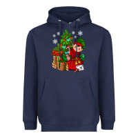 Navy Santa's Elf Christmas Heavyweight Hoodie - BundleAndBundleShop