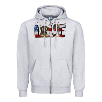 Heather Grey love army Zipper Hoodie - MaliasSmallBusiness