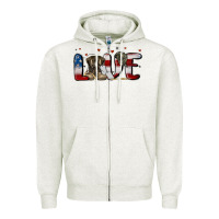 Oatmeal Heather love army Zipper Hoodie - MaliasSmallBusiness