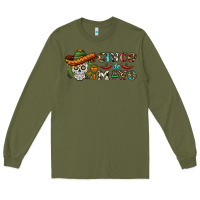 Army Green cinco de mayo skull Long Sleeve Tee - BarkalooDesign