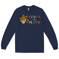 Navy cinco de mayo skull Long Sleeve Tee - BarkalooDesign