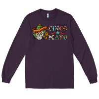Plum cinco de mayo skull Long Sleeve Tee - BarkalooDesign