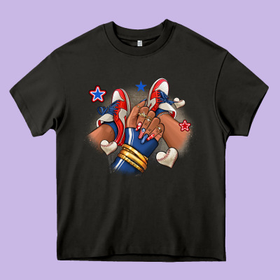 Heavy Core Tee Baseball afro girl sneakers