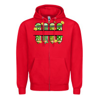 Red patricks day pencils Zipper Hoodie - MaliasSmallBusiness