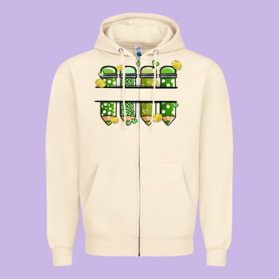 Patricks Day Pencils Zipper Hoodie Designed By Maliassmallbusiness
