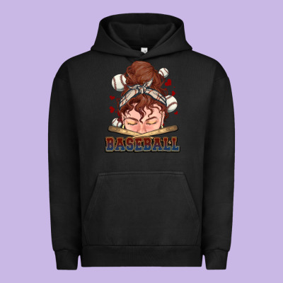 Messy Bun Baseball Urban Hoodie Designed By Howdyjamesfarm