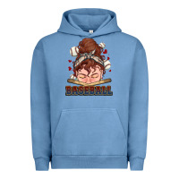 Pigment Pebble Blue Messy bun Baseball Urban Hoodie - HowdyJamesFarm
