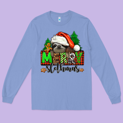 Merry Slothmas Long Sleeve Tee Designed By Jasminsmagicworld