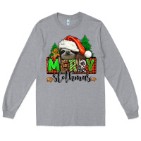 Heather Grey merry slothmas Long Sleeve Tee - Jasminsmagicworld