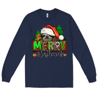 Navy merry slothmas Long Sleeve Tee - Jasminsmagicworld