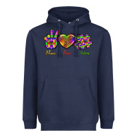 Navy Peace Love Autism Heavyweight Hoodie - BundleAndBundleShop