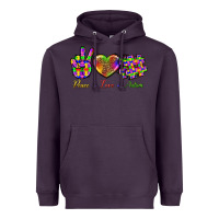 Plum Peace Love Autism Heavyweight Hoodie - BundleAndBundleShop