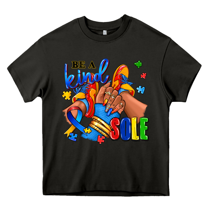 Be A Kind Sole Autism Afro Girl Sneakers Heavy Core Tee by RanaPortraitStore | Teevron