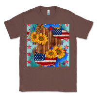 Chestnut usa map with sunflowers and leopard seamless pattern Classic Tee - BundleAndBundleShop