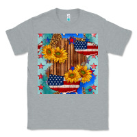 Heather Grey usa map with sunflowers and leopard seamless pattern Classic Tee - BundleAndBundleShop