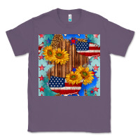 Lavender usa map with sunflowers and leopard seamless pattern Classic Tee - BundleAndBundleShop
