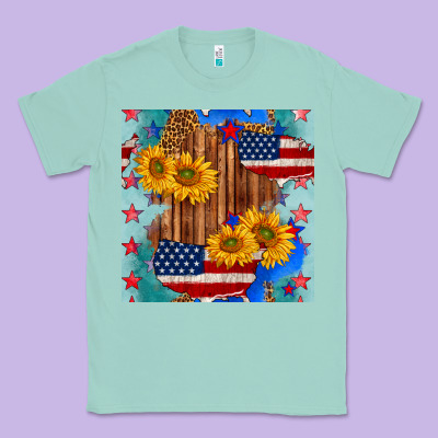 Usa Map With Sunflowers And Leopard Seamless Pattern Classic Tee Designed By Bundleandbundleshop