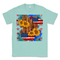 Seafoam usa map with sunflowers and leopard seamless pattern Classic Tee - BundleAndBundleShop