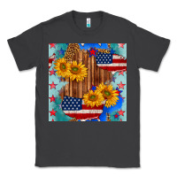 Smoke usa map with sunflowers and leopard seamless pattern Classic Tee - BundleAndBundleShop