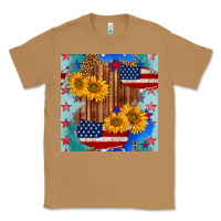 Toasted Coconut usa map with sunflowers and leopard seamless pattern Classic Tee - BundleAndBundleShop