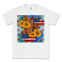 White usa map with sunflowers and leopard seamless pattern Classic Tee - BundleAndBundleShop
