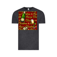 Vintage Black merry christmas champagne seamless pattern Vintage Tee - BundleAndBundleShop