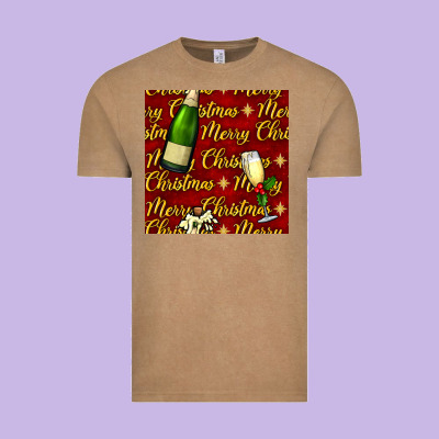 Merry Christmas Champagne Seamless Pattern Vintage Tee Designed By Bundleandbundleshop