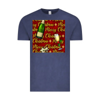 Vintage Denim merry christmas champagne seamless pattern Vintage Tee - BundleAndBundleShop