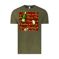 Vintage Olive merry christmas champagne seamless pattern Vintage Tee - BundleAndBundleShop