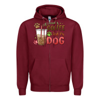 Burgundy all i need is coffee and my dog Zipper Hoodie - MaliasSmallBusiness