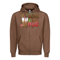 Chestnut all i need is coffee and my dog Zipper Hoodie - MaliasSmallBusiness