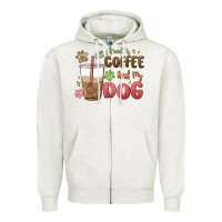 Oatmeal Heather all i need is coffee and my dog Zipper Hoodie - MaliasSmallBusiness