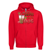 Red all i need is coffee and my dog Zipper Hoodie - MaliasSmallBusiness