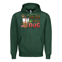Sports Green all i need is coffee and my dog Zipper Hoodie - MaliasSmallBusiness