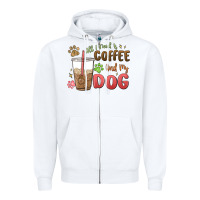 White all i need is coffee and my dog Zipper Hoodie - MaliasSmallBusiness