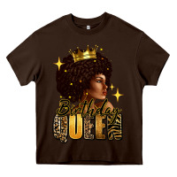 Chocolate Brown Birthday queen afro girl Heavy Core Tee - RanaPortraitStore