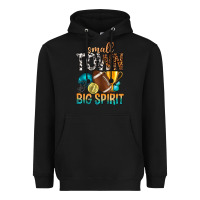 Black Small Town Big Spirit Heavyweight Hoodie - BundleAndBundleShop