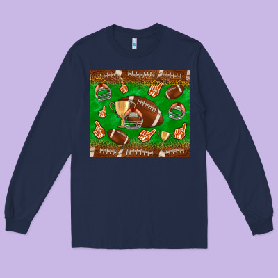Football Leopard Long Sleeve Tee Designed By Nancycooperartshop