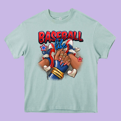 Heavy Core Tee Baseball life afro girl sneakers