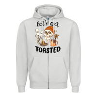 Dove Grey let's get toasted camping Zipper Hoodie - MaliasSmallBusiness