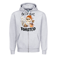 Heather Grey let's get toasted camping Zipper Hoodie - MaliasSmallBusiness