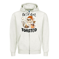 Oatmeal Heather let's get toasted camping Zipper Hoodie - MaliasSmallBusiness