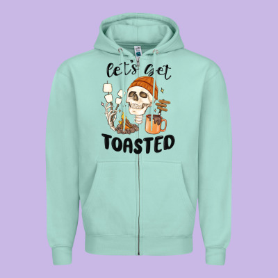 Let's Get Toasted Camping Zipper Hoodie Designed By Maliassmallbusiness
