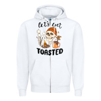 White let's get toasted camping Zipper Hoodie - MaliasSmallBusiness